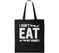I Don't Eat My Homies - Bolsa de algodón ecológico natural con gráfico vegetariano, color negro, Black, Talla única