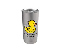 I Don't Give a Duck, Cool Yellow Duck Illustration Graphic Vaso térmico de acero inoxidable de doble pared