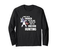 I Don't Go to Church Unicornio Caza Ateo Humor Manga Larga