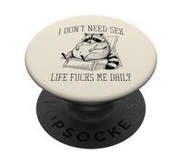 I Don't Need Life Raccoon Funny Dicho Sarcástico Hombres Mujeres PopSockets PopGrip Adhesivo