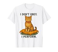I Don't Obey Perform Sarcastic Regal Cat Vintage Graphic Camiseta