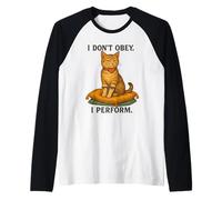 I Don't Obey Perform Sarcastic Regal Cat Vintage Graphic Camiseta Manga Raglan