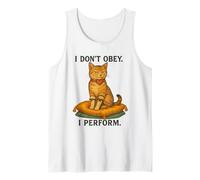 I Don't Obey Perform Sarcastic Regal Cat Vintage Graphic Camiseta sin Mangas