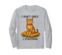 I Don't Obey Perform Sarcastic Regal Cat Vintage Graphic Manga Larga