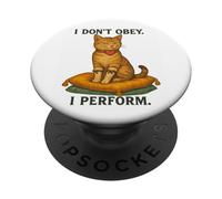 I Don't Obey Perform Sarcastic Regal Cat Vintage Graphic PopSockets PopGrip Adhesivo