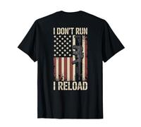 I Don't Run I Reload Funny Gun Funny Flag Vintage (ON BACK) Camiseta
