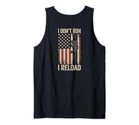 I Don't Run I Reload Funny Gun Funny Flag Vintage (ON BACK) Camiseta sin Mangas