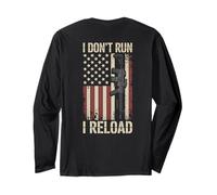 I Don't Run I Reload Funny Gun Funny Flag Vintage (ON BACK) Manga Larga