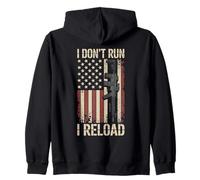 I Don't Run I Reload Funny Gun Funny Flag Vintage (ON BACK) Sudadera con Capucha