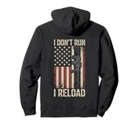 I Don't Run I Reload Funny Gun Funny Flag Vintage (ON BACK) Sudadera con Capucha