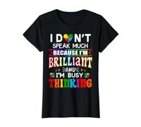 I Dont Speak Much Brilliant Autism Autistic Boys Girls Gift Camiseta gráfica económica, Mujer, Negro, XL