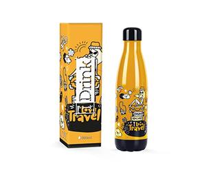 I-Drink Botella Térmica Doble Pared 350/500/750/1.000 ML, Decorada (500 ML, Travel Doodle)