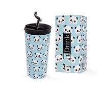 I-Drink ID0204 - Taza térmica de acero de doble pared (350 ml) (Panda)