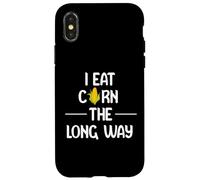I Eat Corn the Long Way Funny Adult Humor Graphic Apparel Carcasa para iPhone X/XS