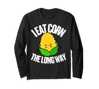 I Eat Corn The Long Way - Funny Inappropriate tee Manga Larga