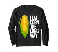 I Eat Corn The Long Way - Funny Inappropriate tee Manga Larga