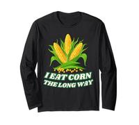 I Eat Corn The Long Way - Funny Inappropriate tee Manga Larga
