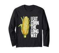 I Eat Corn The Long Way - Funny Inappropriate tee Manga Larga