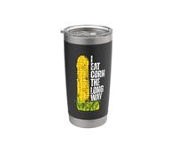 I Eat Corn The Long Way Funny Vaso térmico de acero inoxidable de doble pared