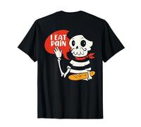 I Eat Dolor Divertido Esqueleto Francés Pan Pun Meme EN LA Espalda Camiseta