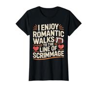 I Enjoy Romantic Walks To The Line of Scrimmage |- Camiseta gráfica económica, Mujer, Negro, XS