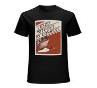 I Exist Without My Consent Frog Funny Surreal Print T-Shirt Tops 100% Cotton Men's Casual Loose TshirtsT Shirt Black M