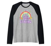 I Find The String Divertido Humor para Adultos Rainbow Camiseta Manga Raglan