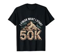 I Finish What I Start 50K Corredor de maratón - Camiseta gráfica económica, Hombre, Negro, S