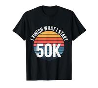 I Finish What I Start 50K Corredor de maratón |- Camiseta gráfica económica, Hombre, Negro, S