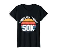 I Finish What I Start 50K Corredor de maratón |- Camiseta gráfica económica, Mujer, Negro, S