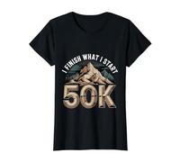I Finish What I Start 50K Corredor de maratón - Camiseta gráfica económica, Mujer, Negro, S