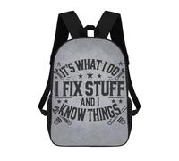 I Fix Stuff And I Know Things - Mechanic Engineer Humor Mochila Escolar Infantil De 17 Pulgadas, Mochila Escolar Impresa En 3D Para Niños De Primaria Y Secundaria