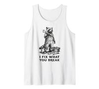 I Fix What You Break Funny Mecánico Mapache DIY Técnico Camiseta sin Mangas