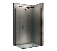 i-flair Mampara de ducha NADINE 180 x 90 cm, con puerta corredera, 8 mm, vidrio templado de seguridad transparente, montaje a izquierda y derecha