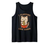 I Fluffing Love Ramen Fideos Gato Kawaii Lindo Divertido Camiseta sin Mangas