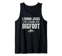 I Found Jesus Still Looking for Bigfoot Funny Christian Camiseta sin Mangas