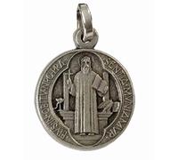 I G J Medalla de San Benito de Nursia - Plata de Ley 925 - Tamaño pequeño - 100% fabricado en Italia - Medallas de los Santos Patrones