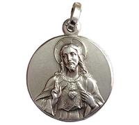I G J Medalla del Sagrado Corazón de Jesús de Plata Maciza 925