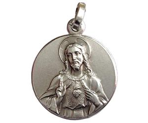 I G J Medalla del Sagrado Corazón de Jesús de Plata Maciza 925