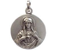 I G J Medalla del Sagrado Corazón de Maria de Plata Maciza 925