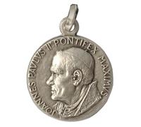 I G J MEDALLA DEL SANTO PAPA JUAN PABLO II (PAPA KAROL WOJTYLA) EN PLATA DE LEY 925- LAS MEDALLAS DE LOS SANTOS PATRONES