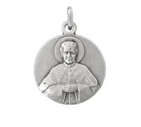 I G J Medalla San Juan Bosco (Don Bosco) 18 mm - Colgante Religioso Católico Hombre Mujer - Latón Plateado - Hecha en Italia - Sin Cadena