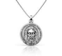 I G J Medalla Santa Faz de Plata Maciza 925 con Cadena de Plata 925