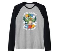 I Get Flappy When I'm Happy Cute Autism Awareness Bird Camiseta Manga Raglan