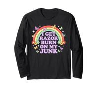I Get Razor Burn ON MY Junk Divertido Humor Adulto Arco Iris Manga Larga