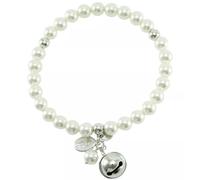 I Giampini Pulsera elástica para mujer con Virgen Milagrosa, llamador de ángeles, plata 925, perlas 5 mm, 17-19 cm, 17-19 Centimeters, Plata de ley, No es una piedra preciosa