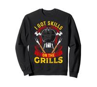 I Got Skills On The Grills Funny Retro Grilling BBQ Vintage Sudadera