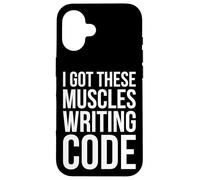 I Got These Muscles escribiendo código, divertido diseño de desarrollador Carcasa para iPhone 16