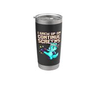 I Grew Up On Continuar Retro Gaming Humor Videojuego Vaso térmico de acero inoxidable de doble pared