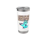 I Grew Up On Continuar Retro Gaming Humor Videojuego Vaso térmico de acero inoxidable de doble pared